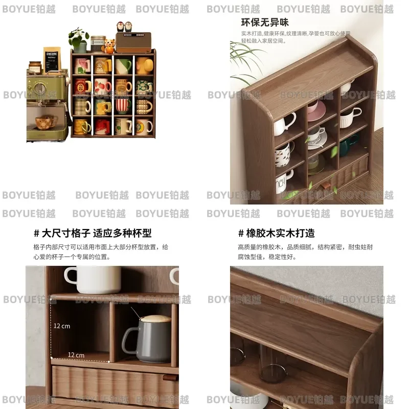 Solid Wood Aspen Cup Holder Lattice Storage Rack for Tea Coffee Mugs Display Shelf Kitchen Organizer Cabinet Stand