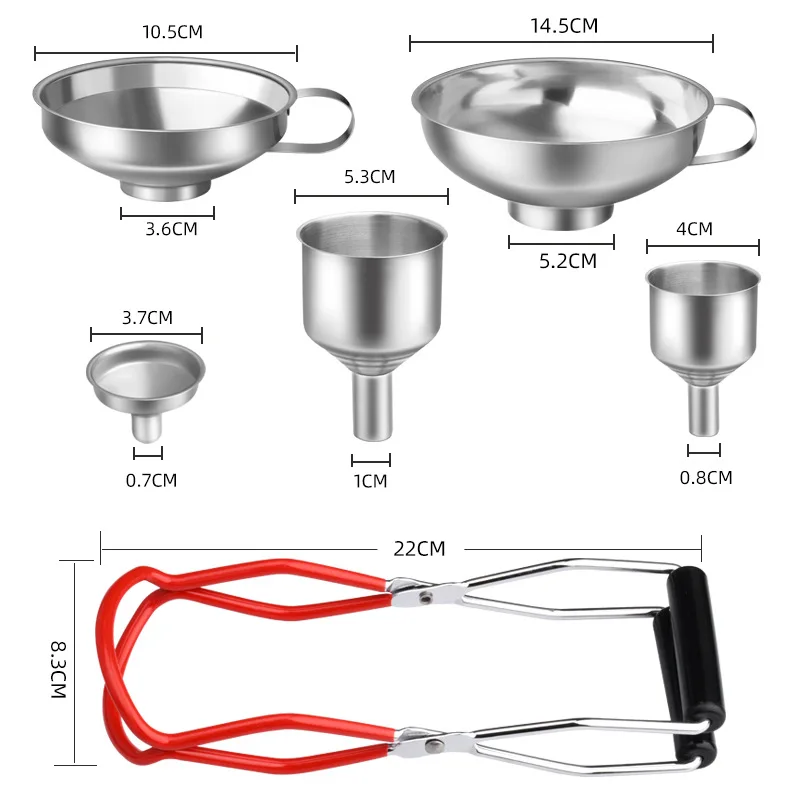 Food Grade Anti-scald Canning Jar Lifter Set with Funnel - Non-slip Heat Resistant Grip for Jam & Honey