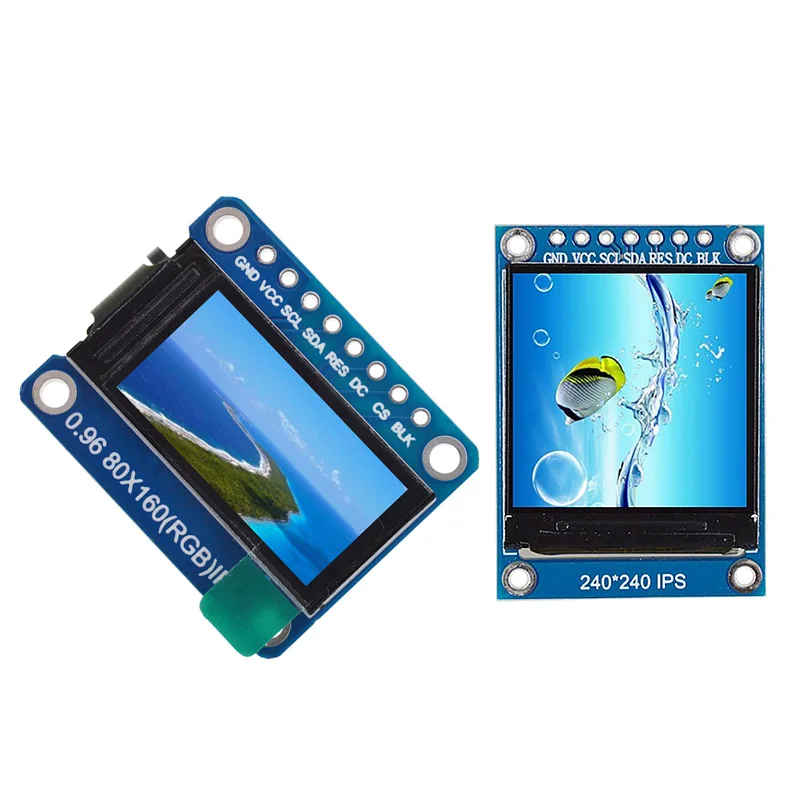 -A15I 2 szt. Ips Spi Hd 65K Pełnokolorowy moduł Tft St7735 Sterownik IC Wyświetlacz LCD 3.3V Interfejs Spi dla Arduino Diy, 0.96 cala 8 Pin