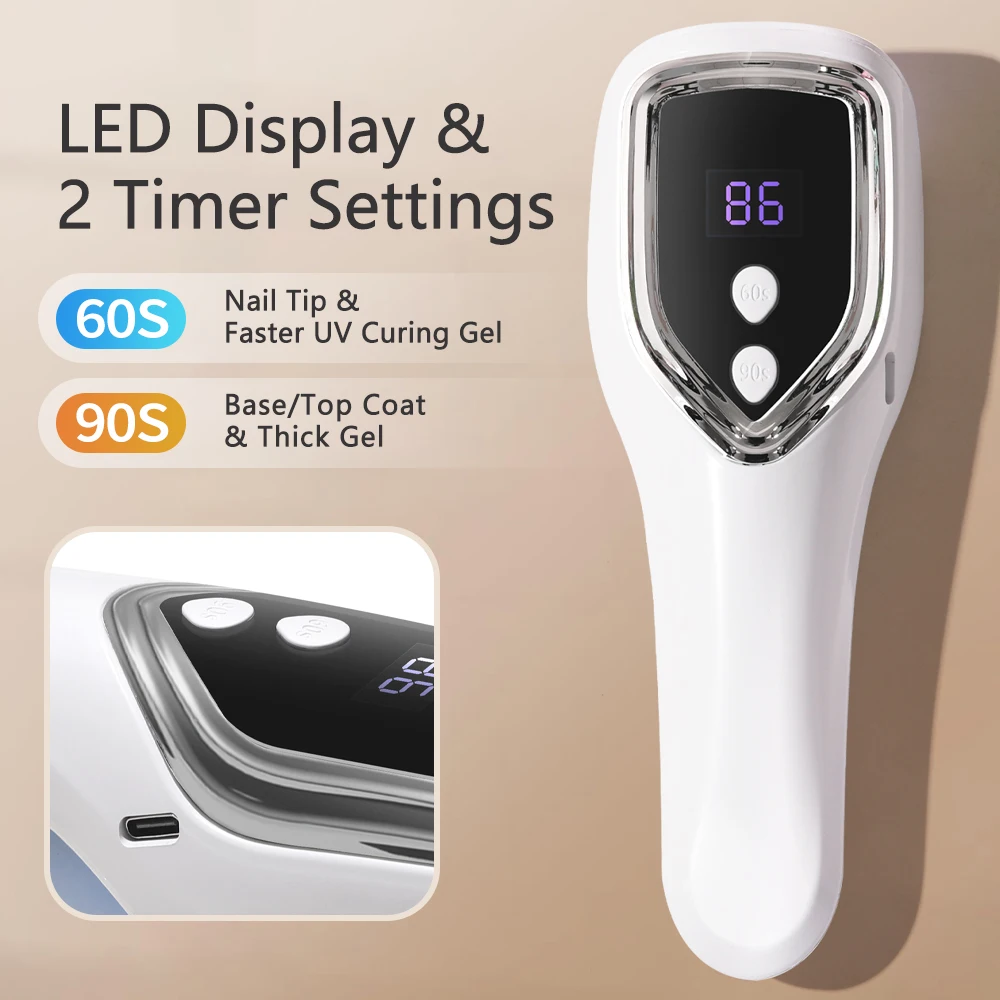 Handheld UV LED Nail Lamp USB Rechargeable Mini Manicure Lamp Nail Dryer With 5 Lamp Beads Quick Drying Gel Nail Polish