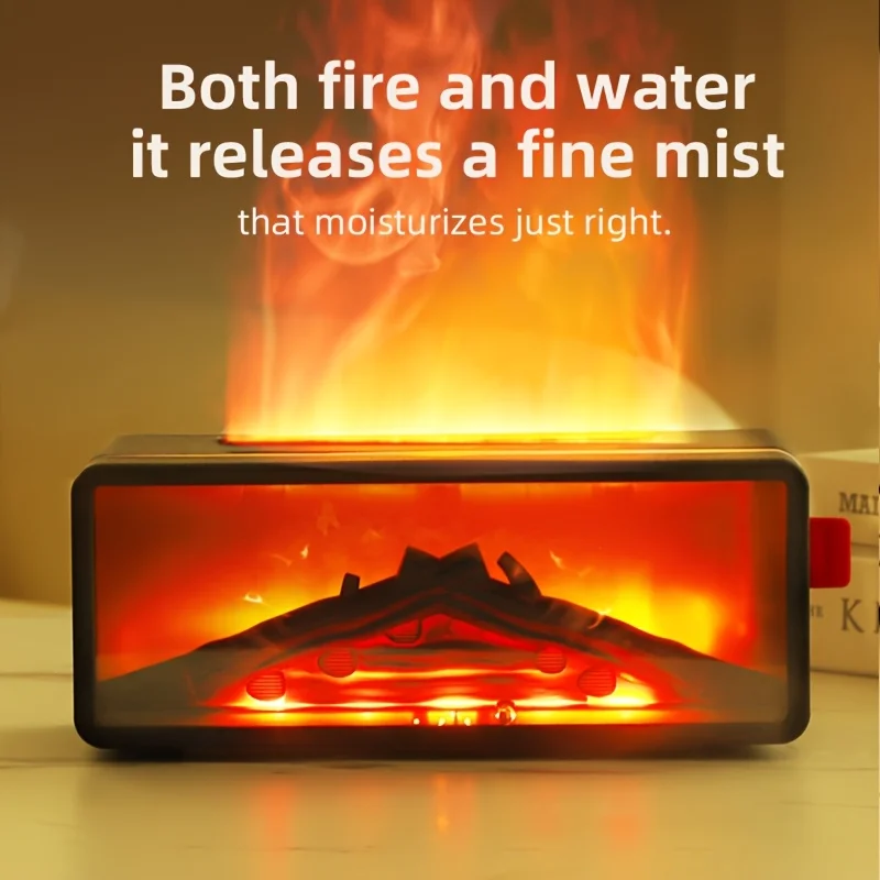 موقد لهب ناشر رائحة تصميم فحم مقلد مع 7 ألوان لهب جو للمنزل الاسترخاء عطلة الزينة