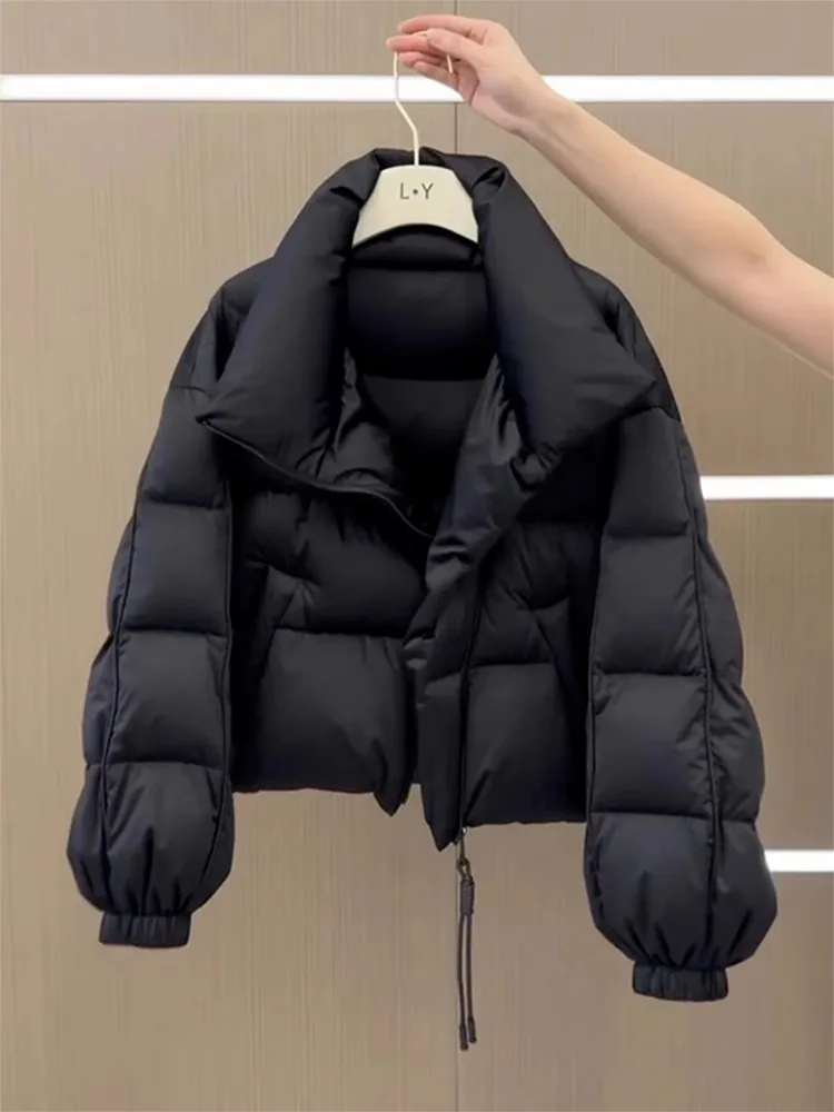 Dames ort Thiened Du down Jaet Winter Warme Bovenkleding Bla Bread Sle Jas Koreaanse Sle Recht gesneden polyester stof