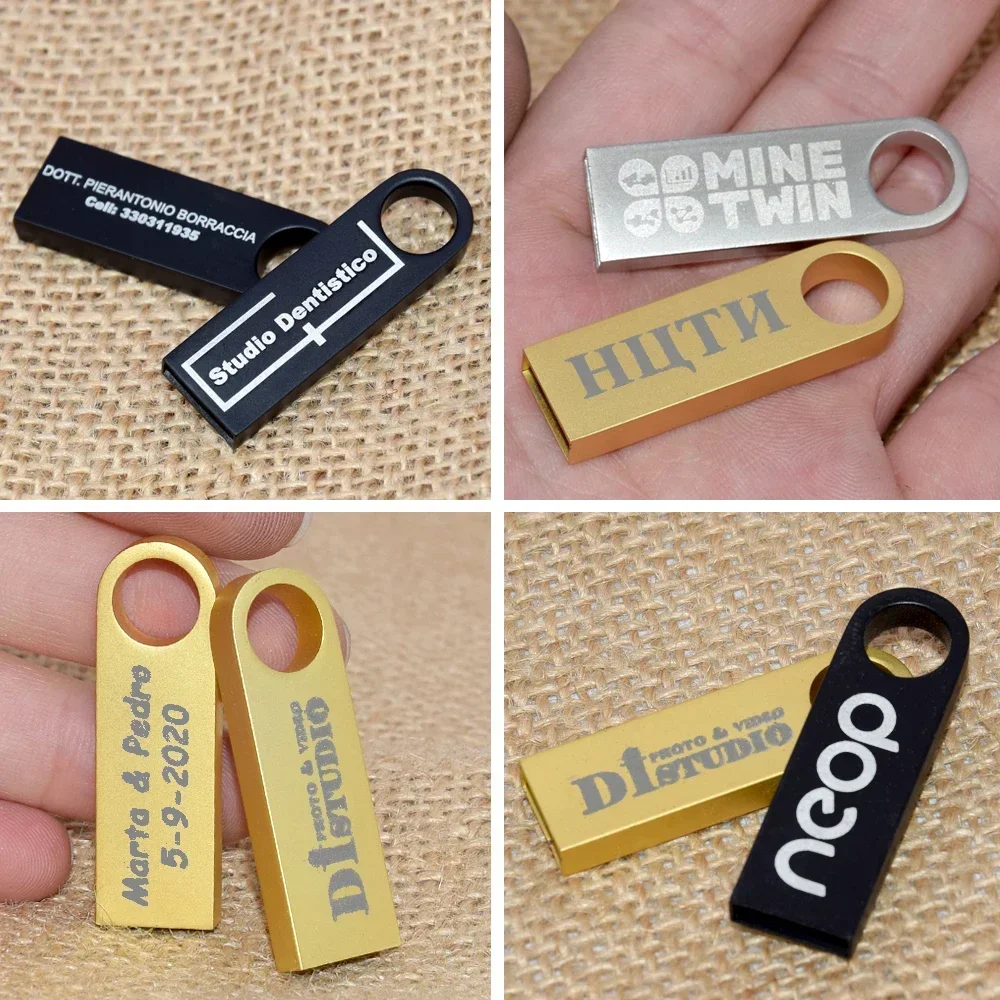 100PCS/lot Pen Drive 64GB 32GB 16GB Pendrive Metal USB Flash Drive 8GB 4GB 2GB 1GB 512MB Usb Key Sticks Free Laser Logo