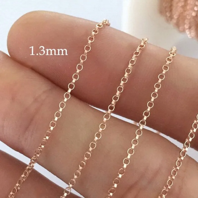 14K Rose Gold Filled 1.3mm Rolo Chain 16 Inch/18 Inch Finished Necklace W/Spring Clasp Wholesale BULK DIY Jewelry Findings