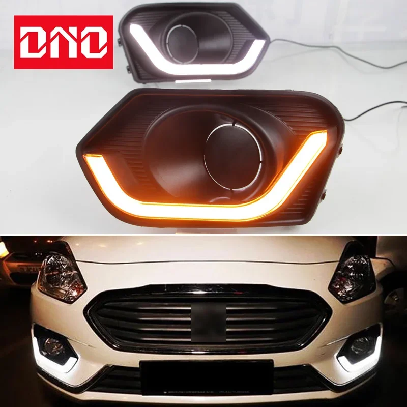 

Car LED DRL 12V Daylights For Suzuki Dzire 2017 2018 2019 Yellow Turn Signal Daytime Running Headlamps Auto Driving Lamp