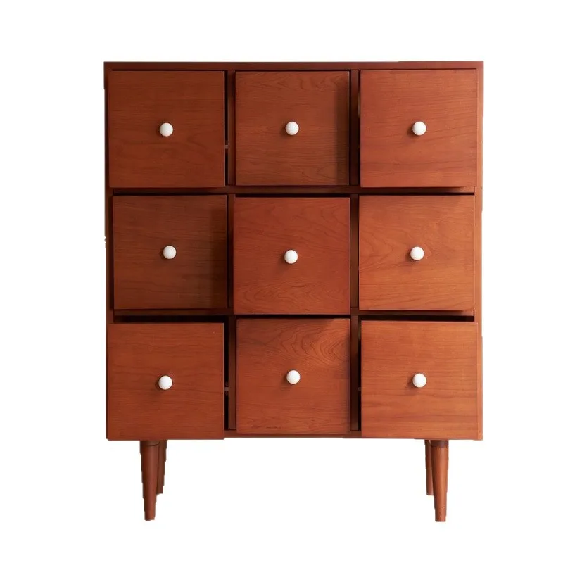 

Solid wood nine-chest cabinet, retro storage side cabinet, living room, bedroom, drawer cabinet, small dining side cabinet, st