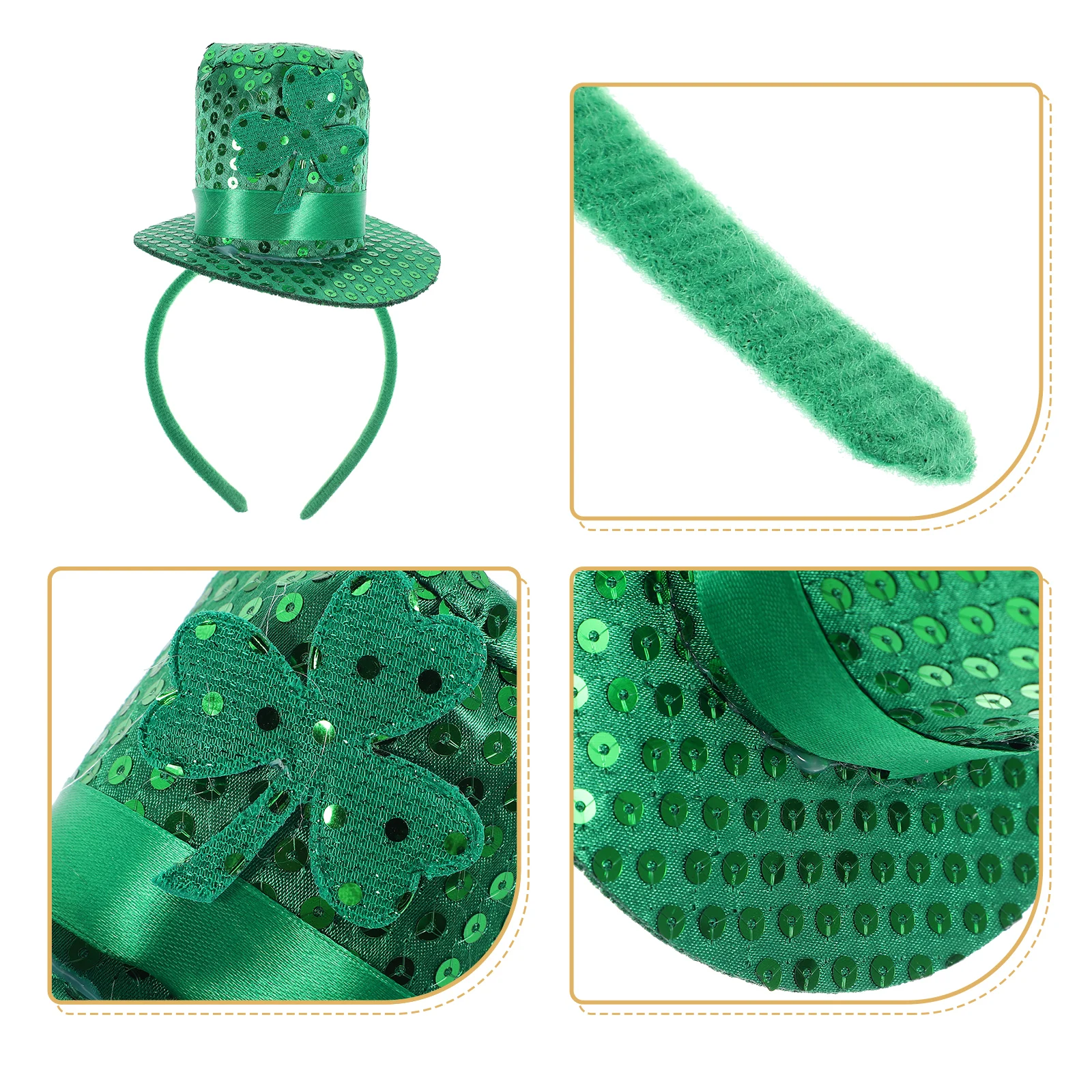 

Top Hat Shamrock Headband Bright Color Lightweight Nonwoven for St Patricks Day Festival Party Hair Accessory Shamrock Headband