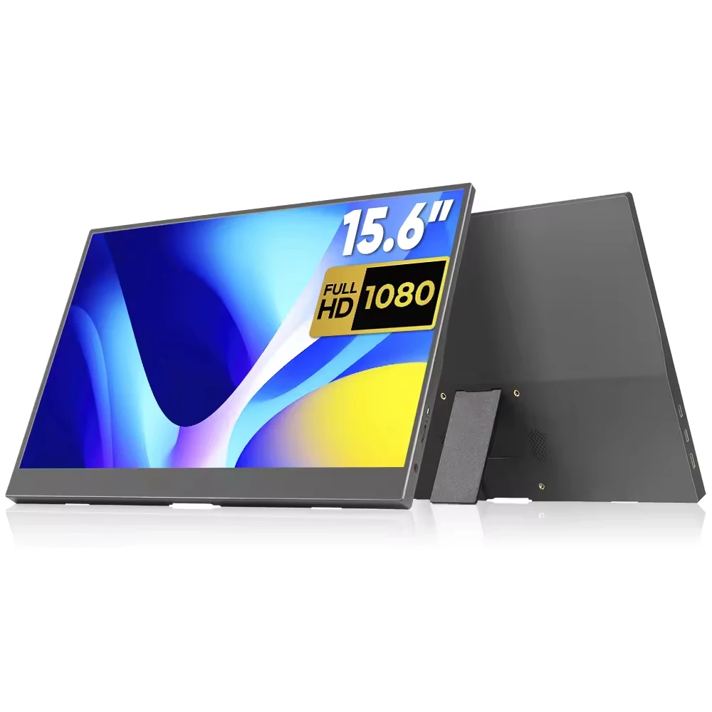 

15,6-дюймовый портативный монитор IPS 1080P HD с умной крышкой, антибликовым матовым экраном, мини-порт HD для офиса/игр