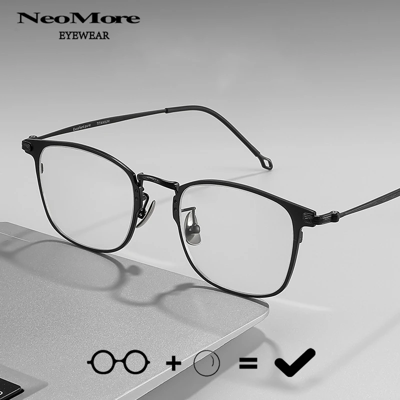 

Ultra Light Retro Optical Eyeglass Black Titanium Prescription Myopic Photochromic Glasses Fashion Business Multifocal Eyewear