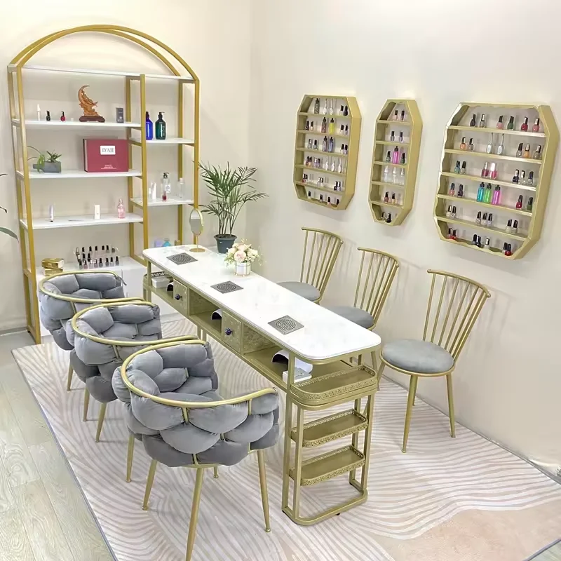 Hot Sale Modern Metal Nail Salon Manicure Salon Pedicure Manicure Table Customizable Color Nail Salon Supplier