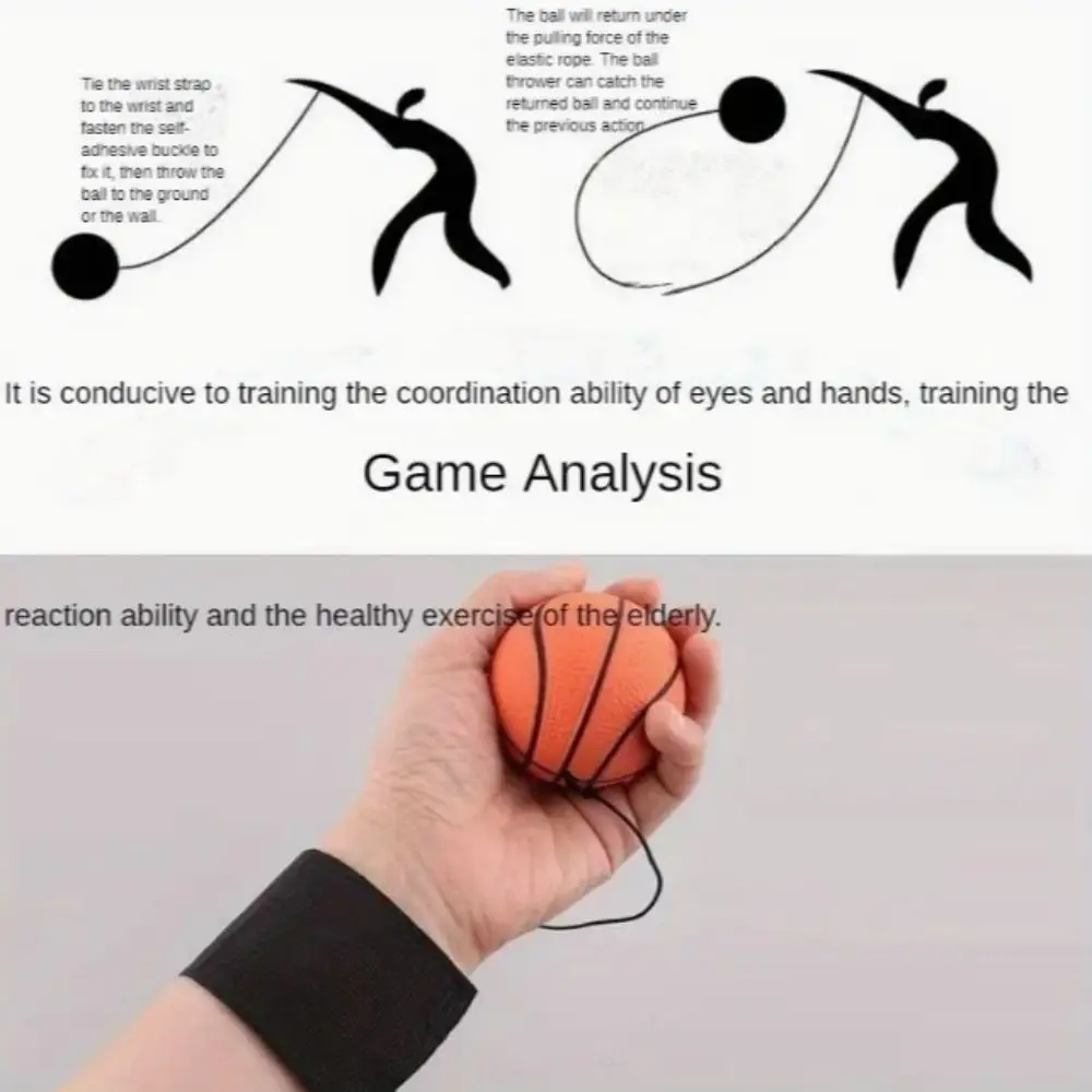 On String Elastic Bouncing Return Ball Hand Ball Game Exercise Sports Hand Rebound Ball Baseball Tennis