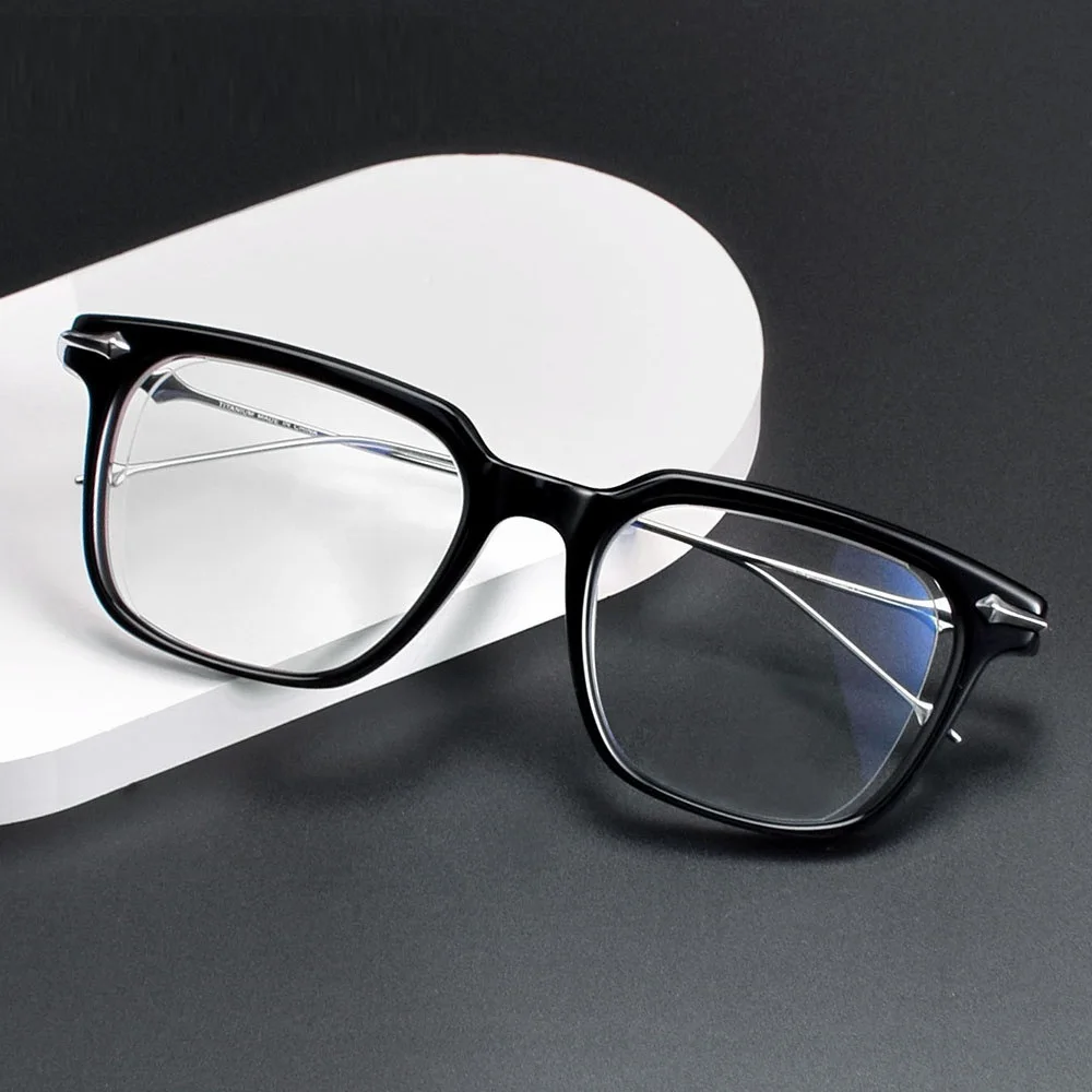 EYELUYAN Luxury Brand Pure Titanium Rectangular Frame Eyeglasses Man 2025 Fashion Acetate Square Myopia Lenses Glasses