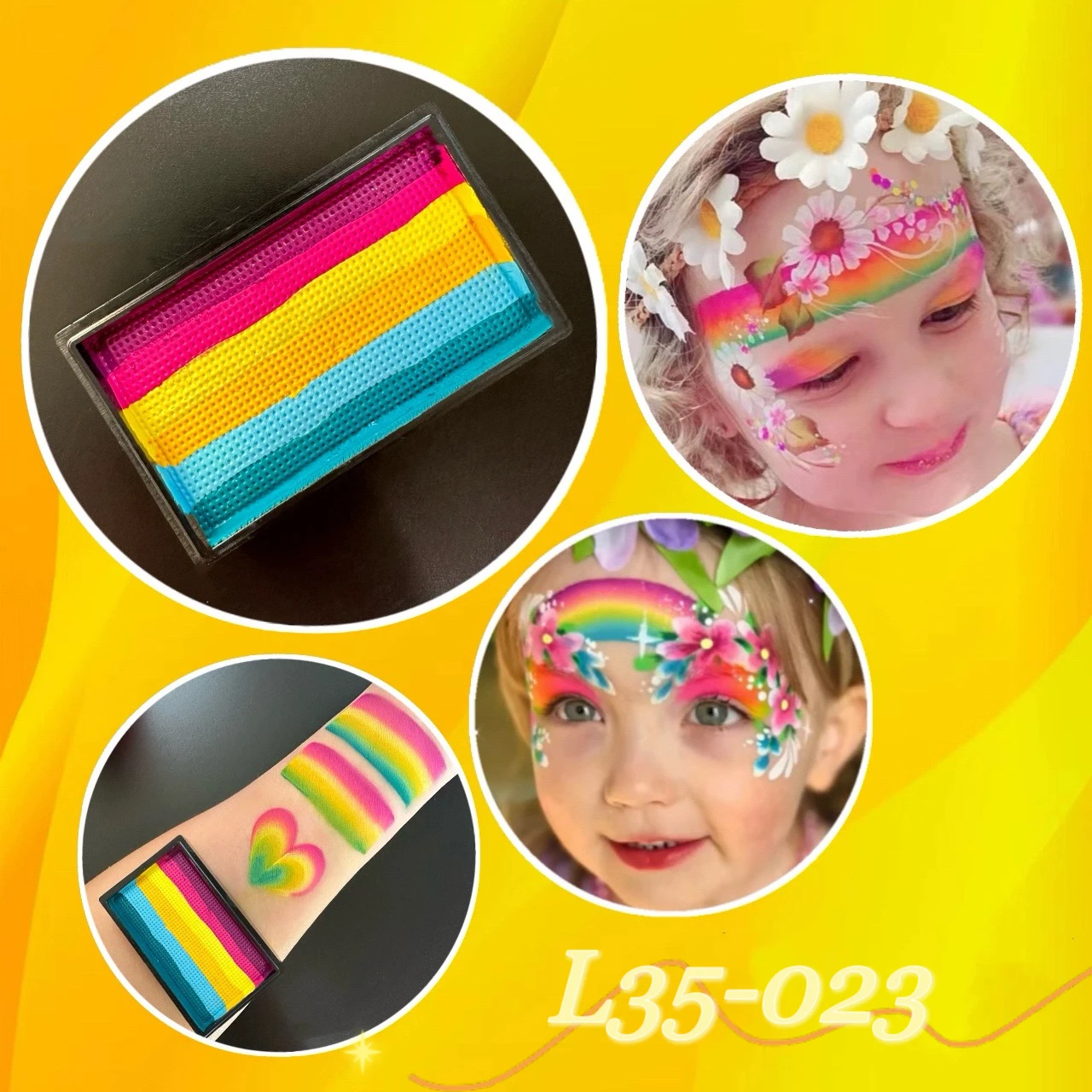 Neue Gesichtsbemalung, 35 g, individueller Regenbogen-Split-Kuchen, fluoreszierender Neon, wasseraktivierter Eyeliner, hohe Pigmentierung, Körperkunst-Malerei