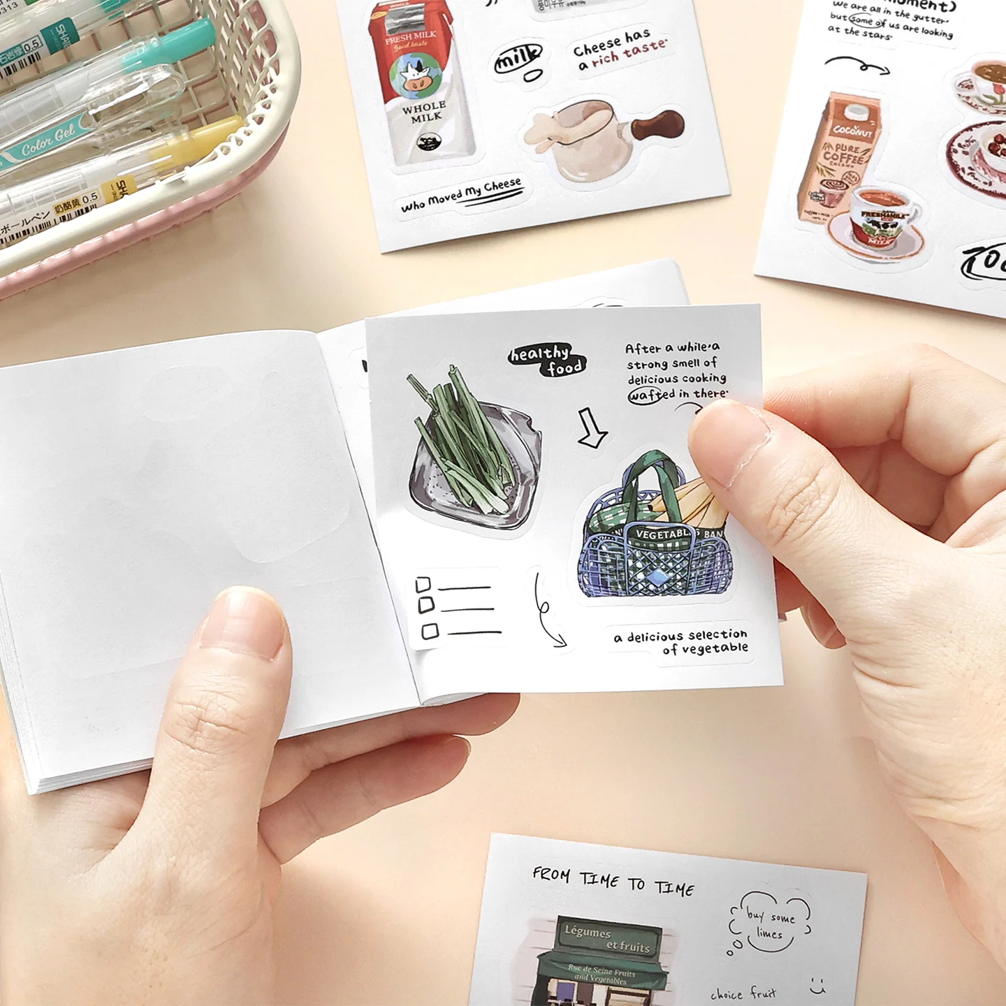 Morning Rain Short Trip Stickers High-Value Ins-Style English Food Journal Decoration Small Pattern Mini Sticker Book