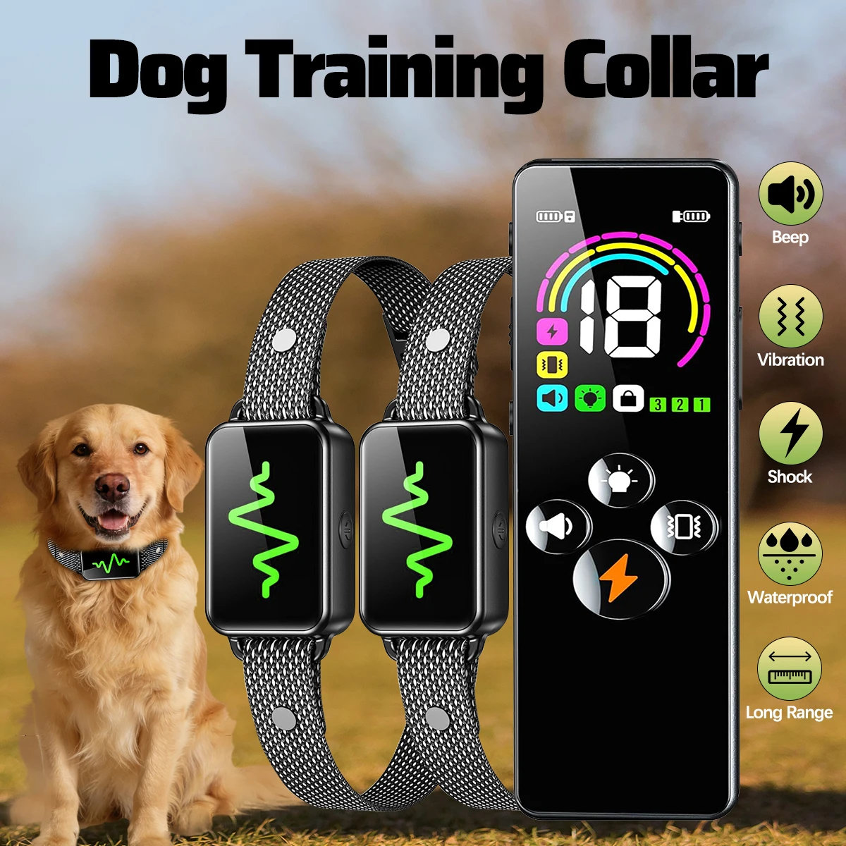 

ORCLEAB RC06 Electric Dog Training Collar Waterproof Pet With Remote Control Rechargeable Anti Barking Device All Size Dog