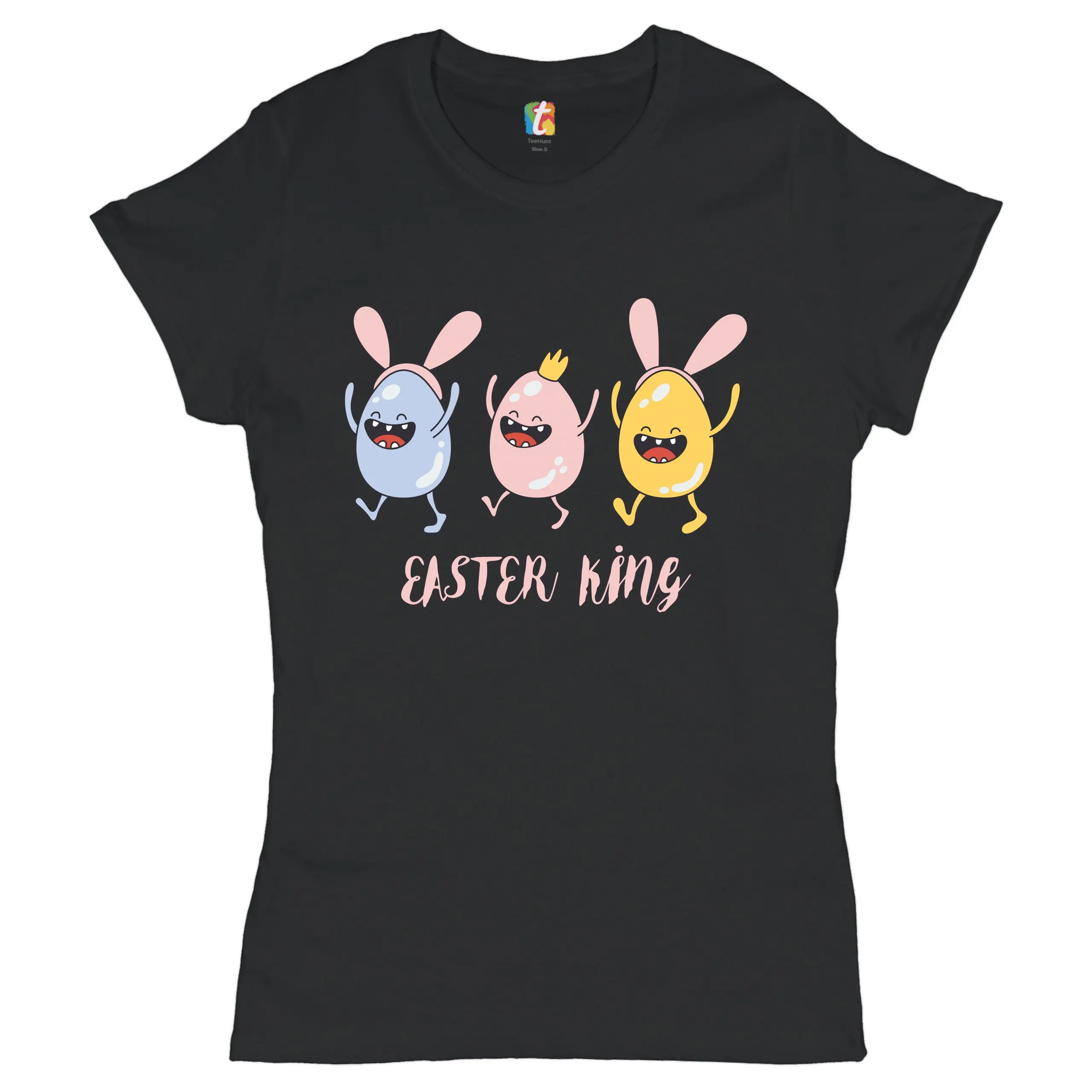 Easter King T Shirt Egg Tapping Happy Holiday Jesus is Alive Bunny Ears Eggs Christ Religious Women's