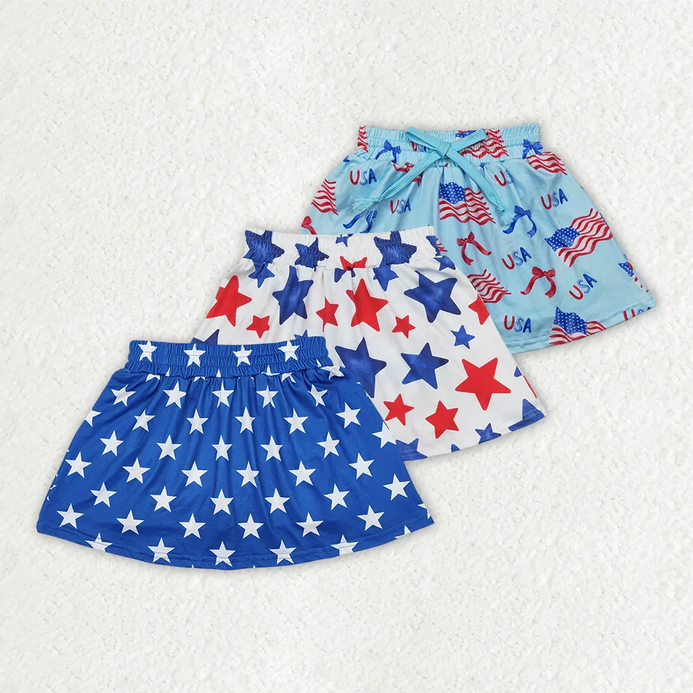 

GLK0055 Summer Boutique baby giel clothes girls dresses National Day red blue star pants skirt Wholesale dress kids clothes girl