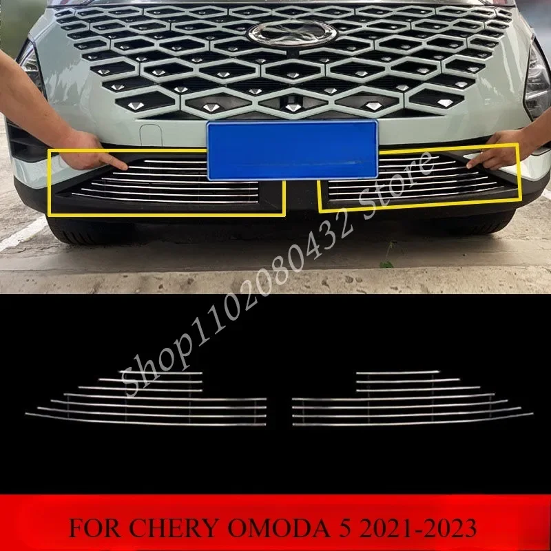 Stainless Steel Front Center Racing Mesh Bumper Grills Billet Grille Cover for chery omoda 5 2020 2022-2023