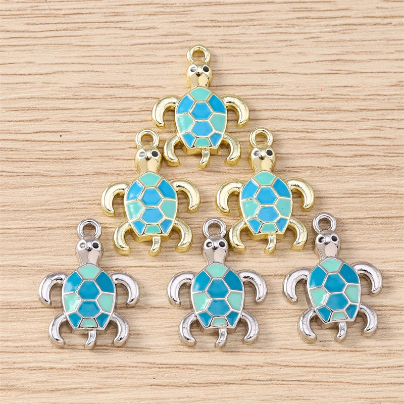5 Stück 15x20mm Cartoon-Tieranhänger aus Emaille-Legierung, Schildkröten-Anhänger für Schmuckherstellung, Ohrringe, Halsketten, DIY-Bastelzubehör – Detail 6