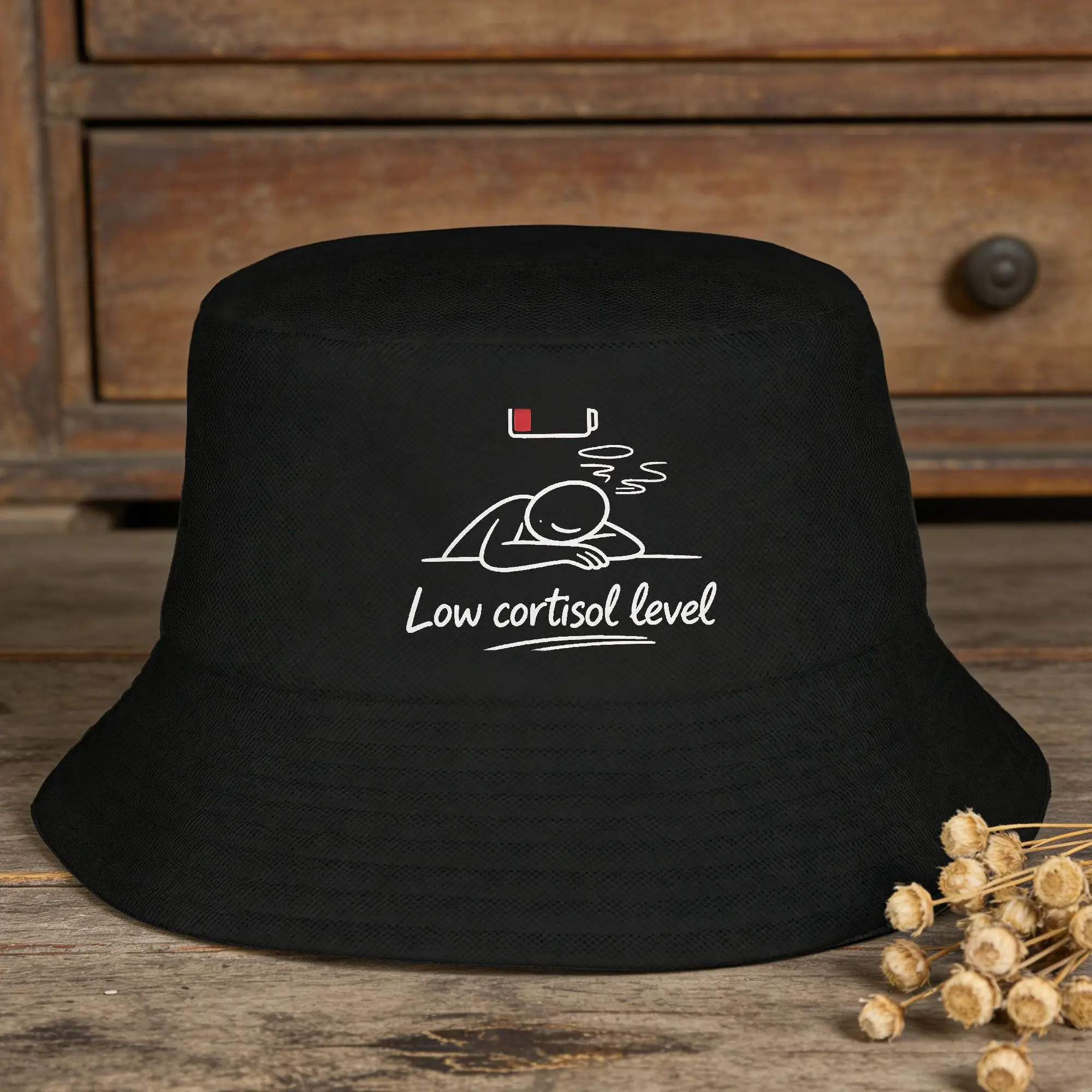 Low Cortisol Levels  Bucket Hat  Harajuku Fisherman Caps For Men Women Vintage Fishing Sunscreen Hats Breathable Printed Cap