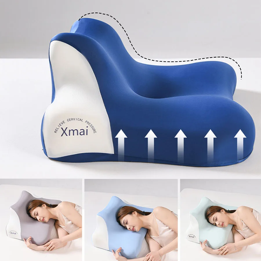 Slow Rebound Memory Pillow for Both Sitting Sleeping Neck Protection Pillow, Bedroom Cushion Side Sleeping, Removable Washable