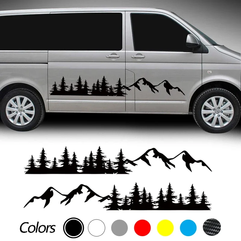 Car Stickers 2 Pack Door Side Stick Mountain Forest Decals for RV Off-Road PVC Waterproof Sunscreen 30cm