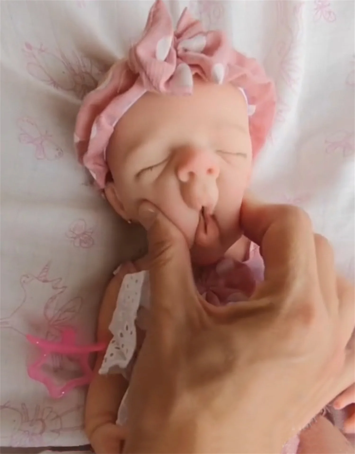 Can Open Mouth 13Inch Pascale Sleeping Pose Silicone Reborn Girl Doll With Painted Bald Cute Reborn bebé silicona For Kids' Toy