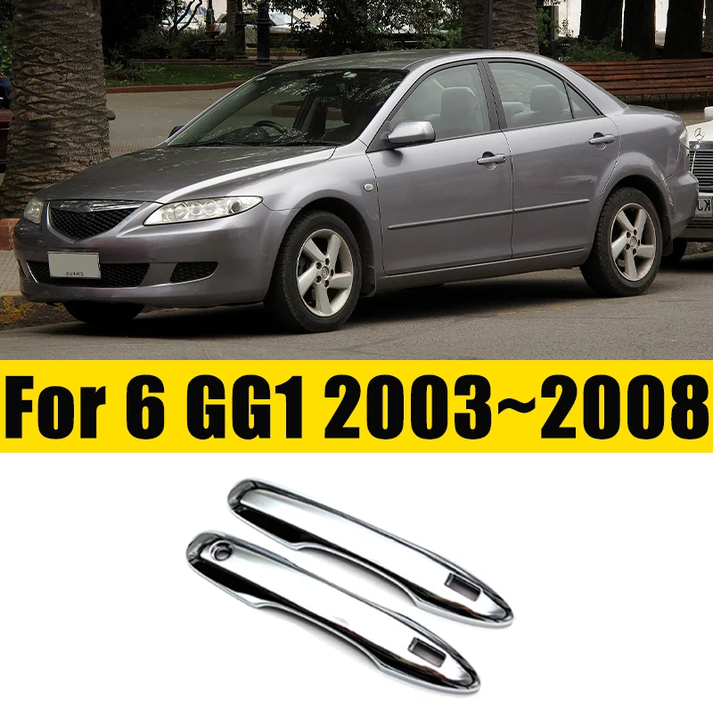 

For Mazda 6 GG1 2003~2008 Anti-scratch Bowl Covers Car Doors External Handle Fiber Car Chrome Decoration Sticker Car Accessories