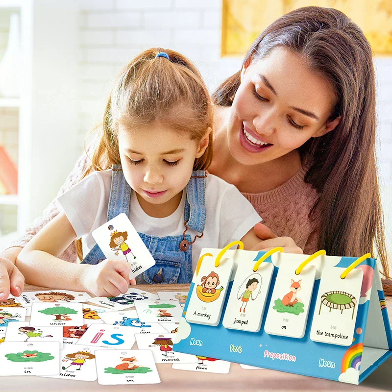 Ejercicios para hacer frases, tabla abatible, herramienta de aprendizaje educativo de frases, construcción de vocabulario, educación especial, terapia del habla