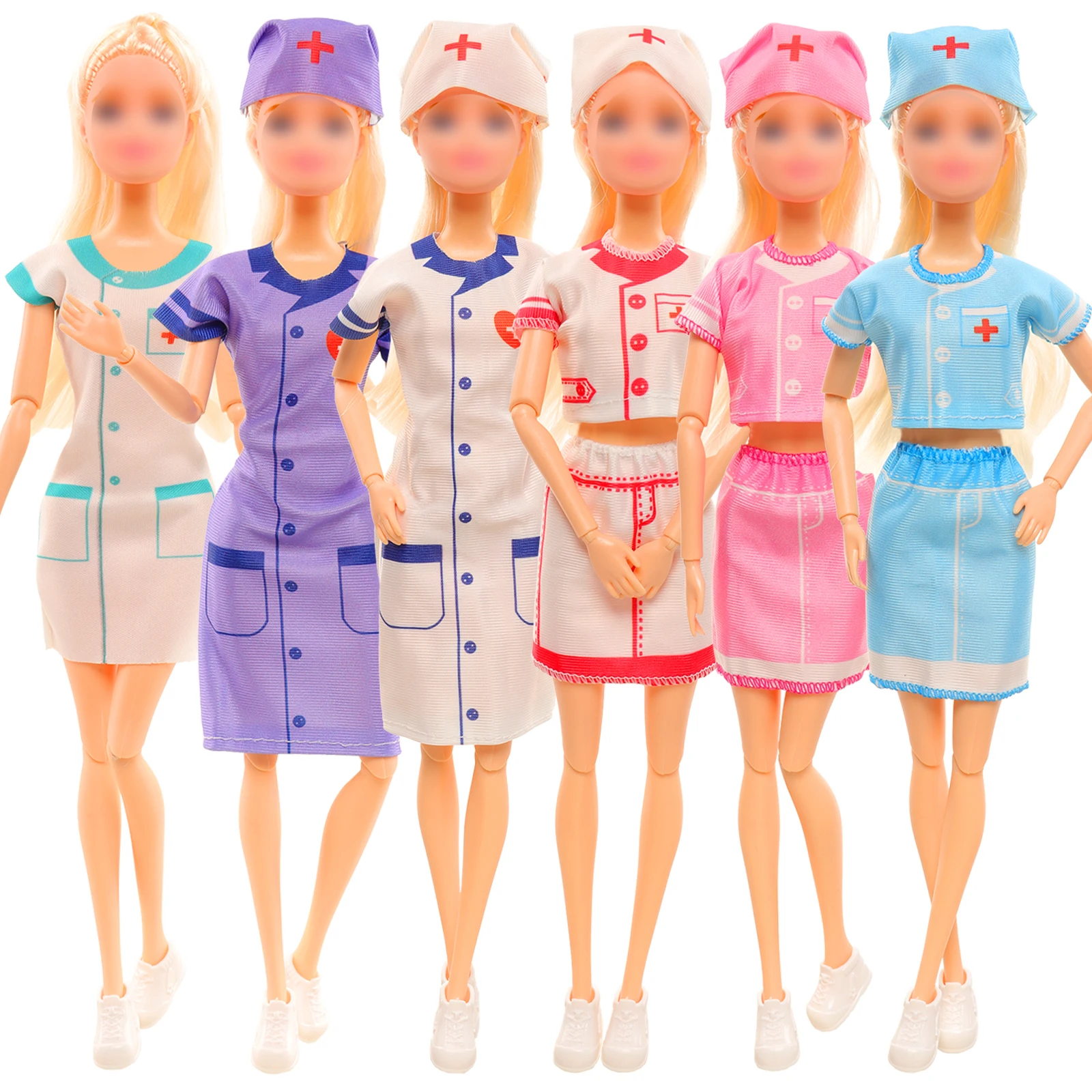 30cm Girl Doll Randomly 1 Set Nurse Clothing+Nurse Medical Supplies Toy Set+1 Shoes Doctor Nurse Clothing Scene Role Playing