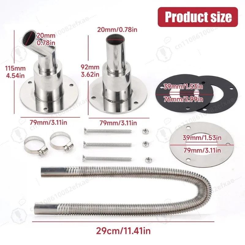Diesel Air Heater Exhaust Pipe 24mm 316 Stainless Steel Muffler Tailpipe for Parking Heater RV Camper Van Marine Boat