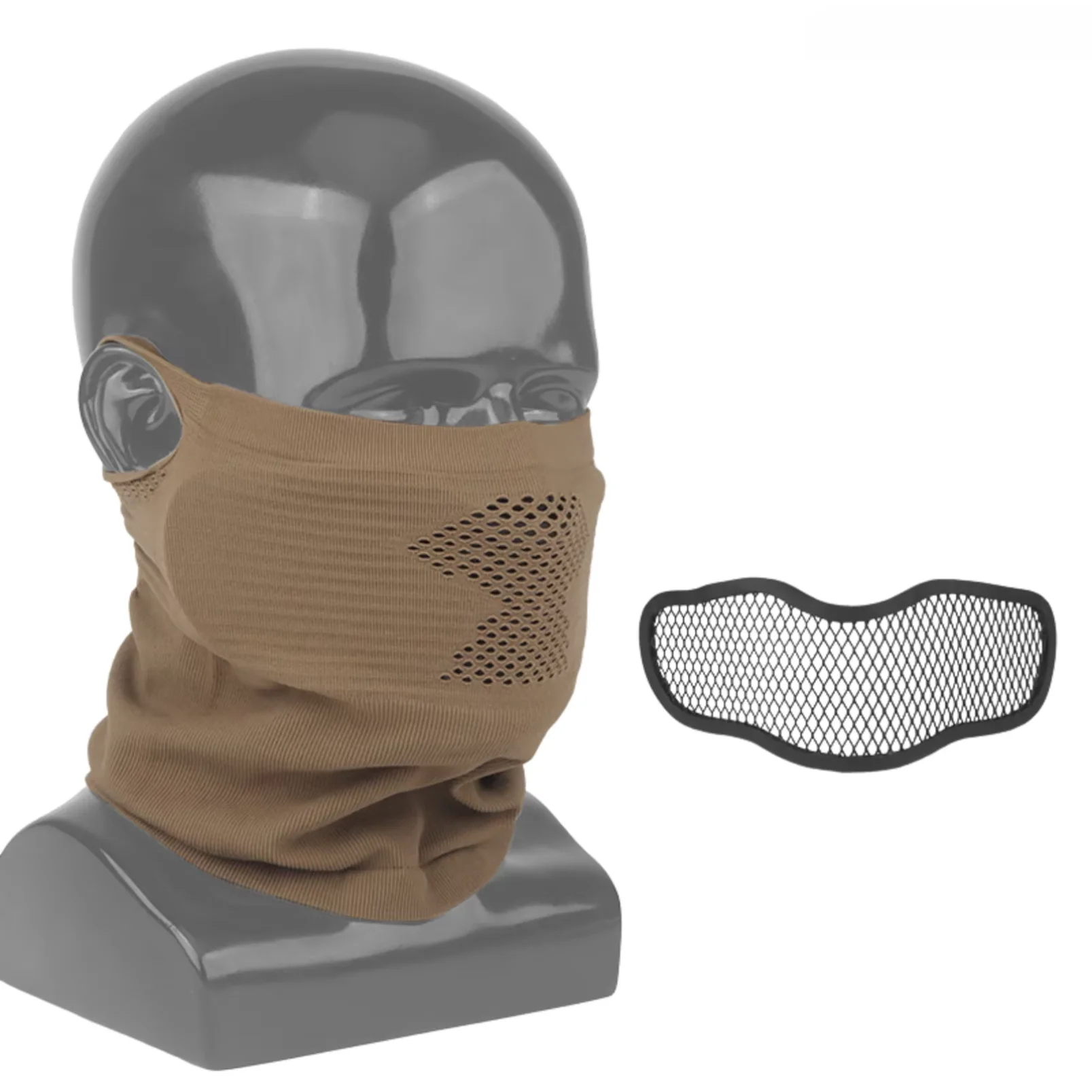 Airsoft Breathable Steel Mesh Neck Gaiter, Tactical Face Mask Balaclava for Motorcycle Cycling Training