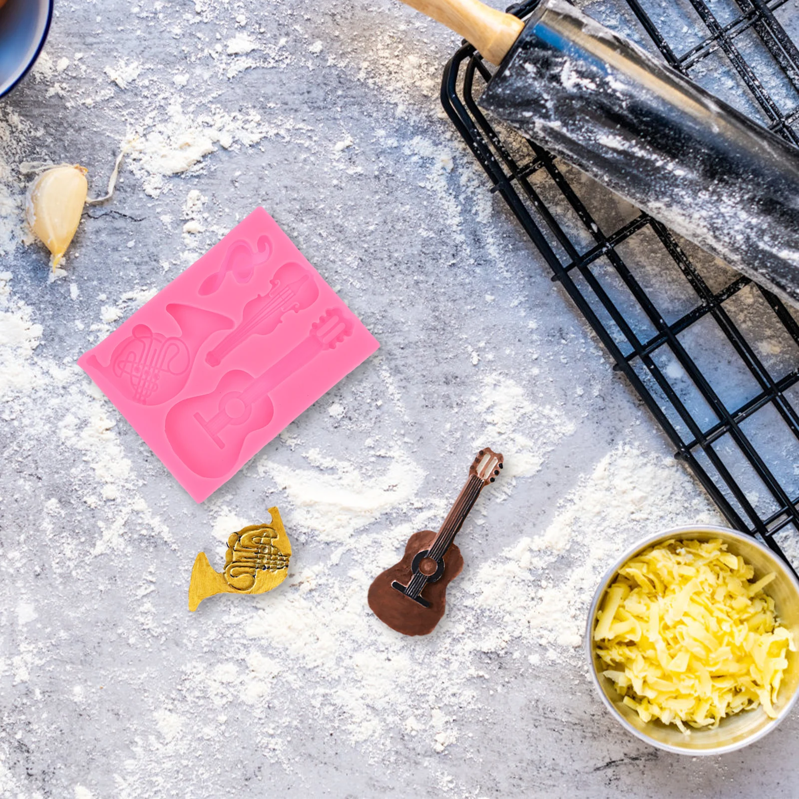 

Violin Shaped Silicone Mold Reusable Non Stick for Fondant Gum Paste Cake Decorating Crafts Music Theme Party Favors Chocolate