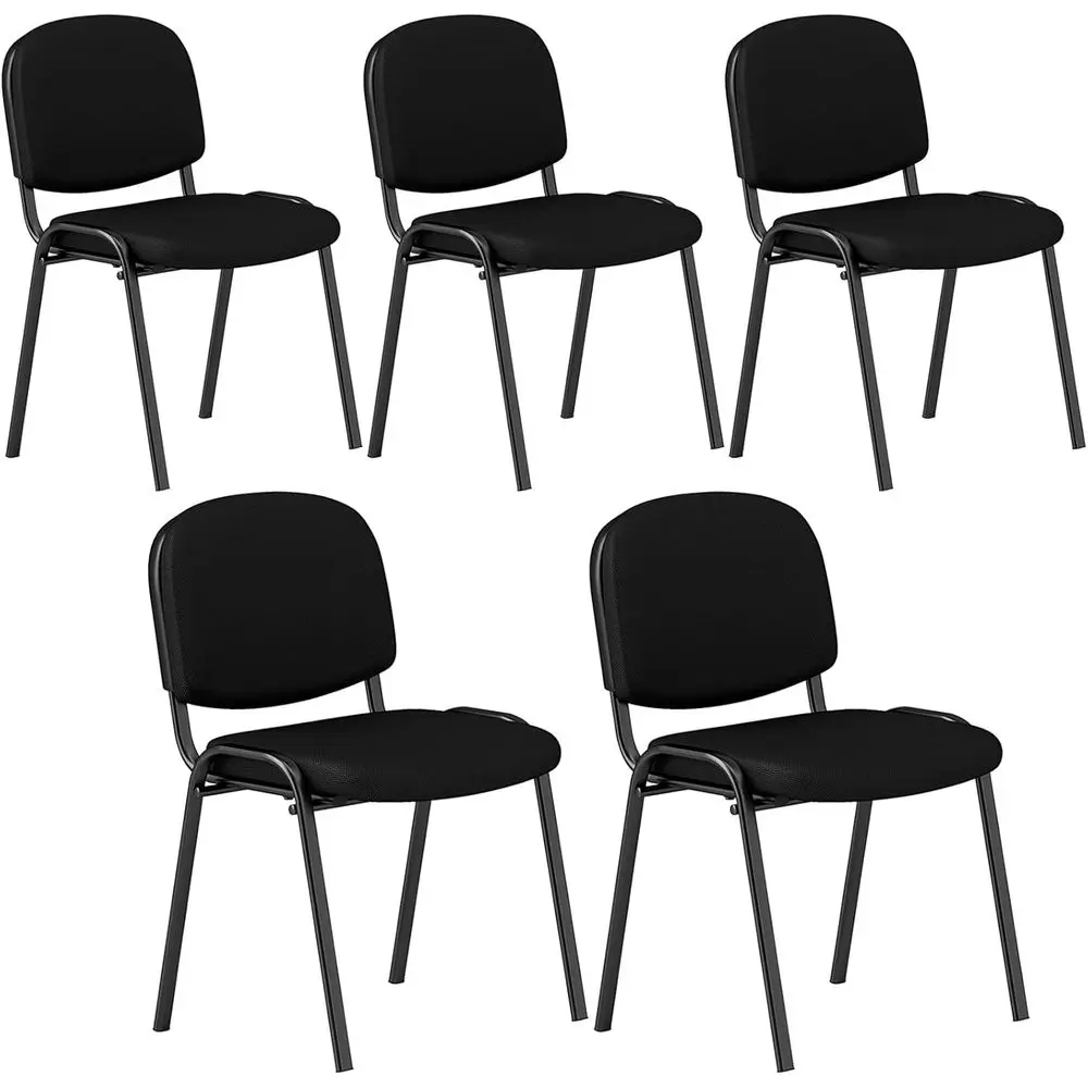 

Set of 5 Stackable Conference Room Chairs with Waterfall Seat and Metal Frame, Suitable for Meetings and Waiting Areas
