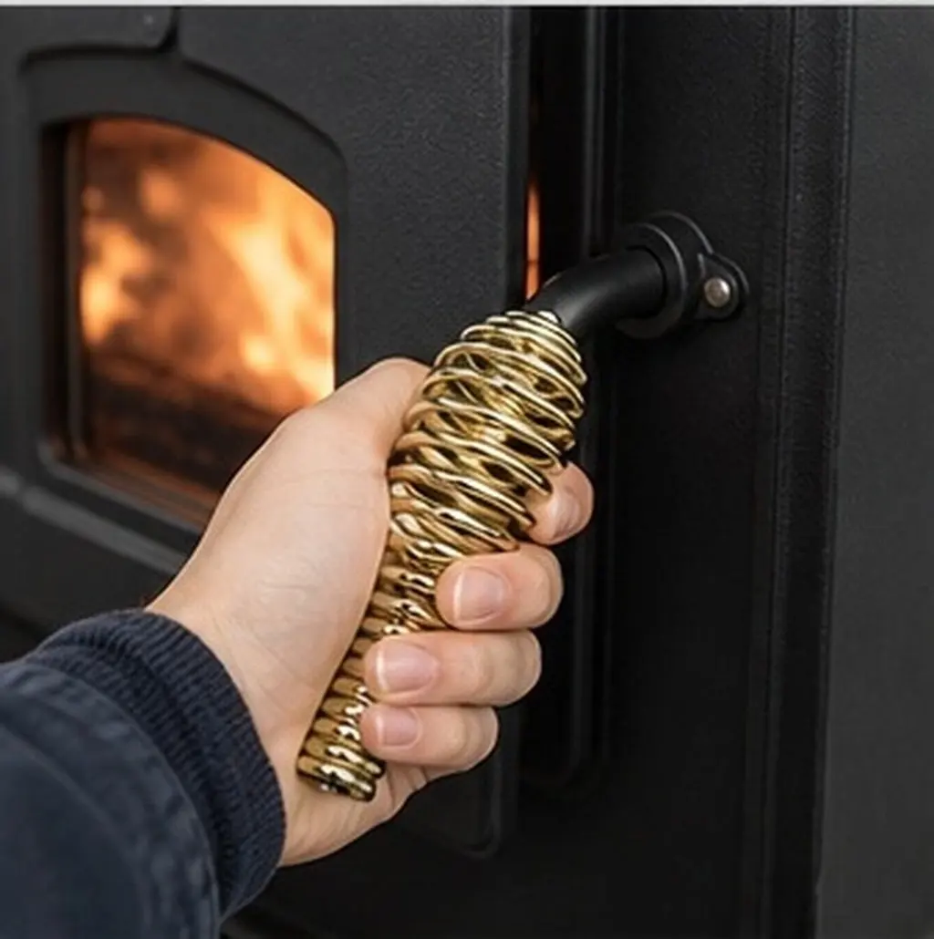Spring Loaded Stainless Steel Stove Handle Replacement Heavy Duty Wood Stove Door Grip for Fireplace Pellet Burner Bbq Pit