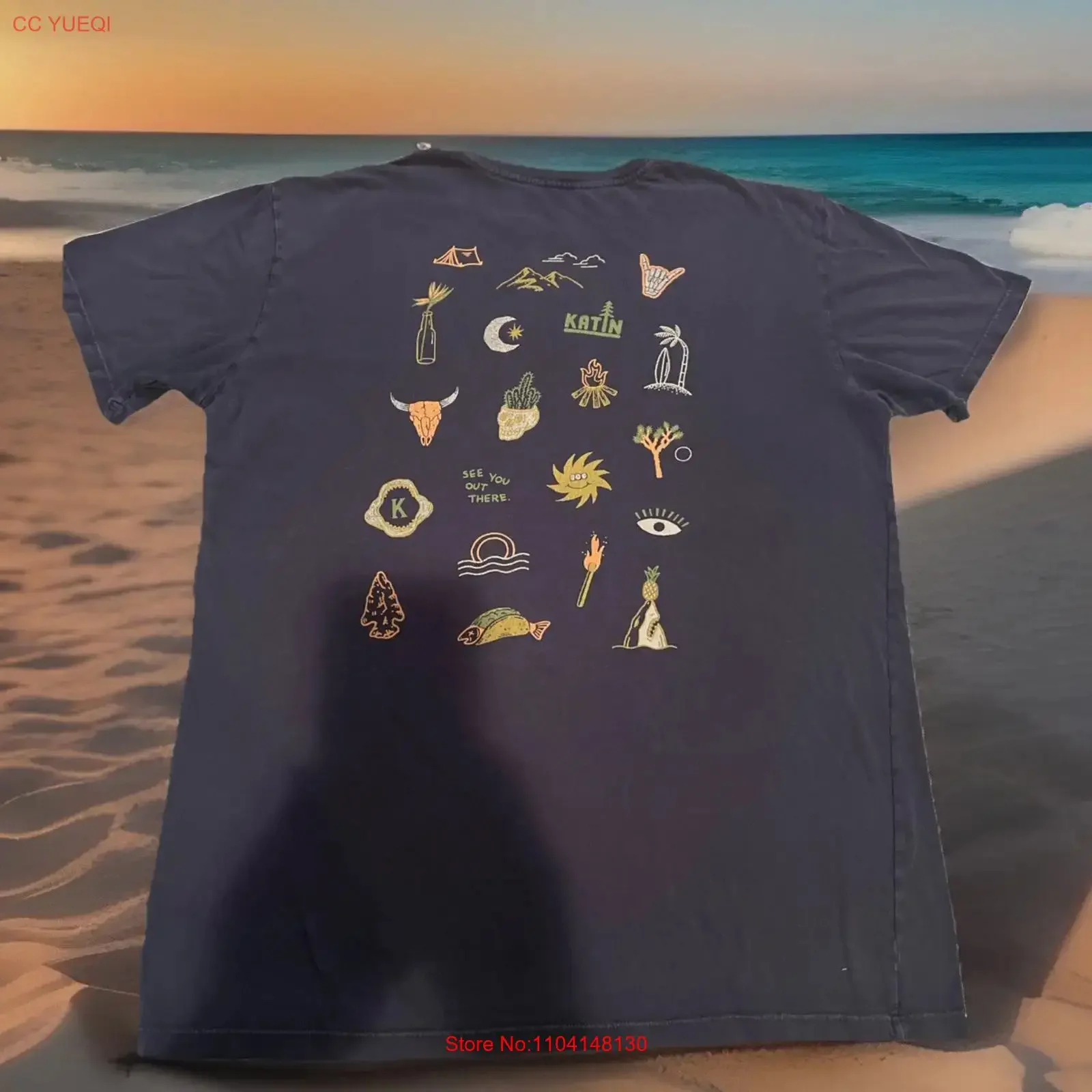Camiseta Katin See You Out There con estampado de Piña, Cactus, Luna, Pez, Taco y Tiburón, Talla Grande, Vintage, Lavada, Unisex, Casual, Suave