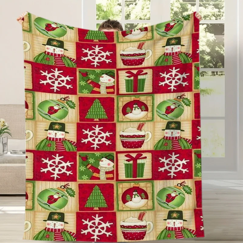 Nutcracker Santa Sleigh Print Throw Blanket Family Lounge Guest Den Sunroom Warm Blanket Bedroom Christmas Gifts
