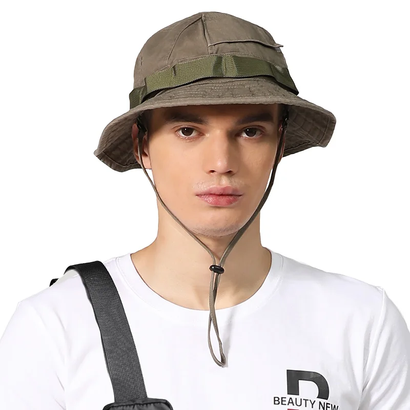 

Men‘s Panama Hat Tooling Style Bucket Hat Men's Outdoor Fisherman Hat Hiking Camping Sunshade Anti-UV Boogie Hat