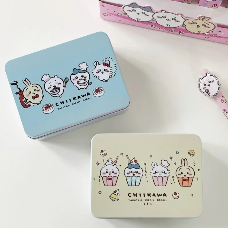 Cartoon Student Stationery Card Box Anime Kawaii Chikawas Hachiwares Usagis Small Girl Jewelry Candy Desktop Storage Box Gift