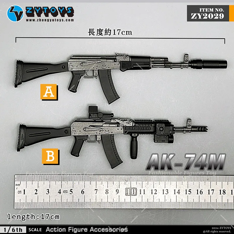 ZYTOYS ZY2029 1/6 Scale Soldier Weapon AK-74M Assault Rifle Russian Tactical Plastic Gun Model For 12Inch Action Figures Body