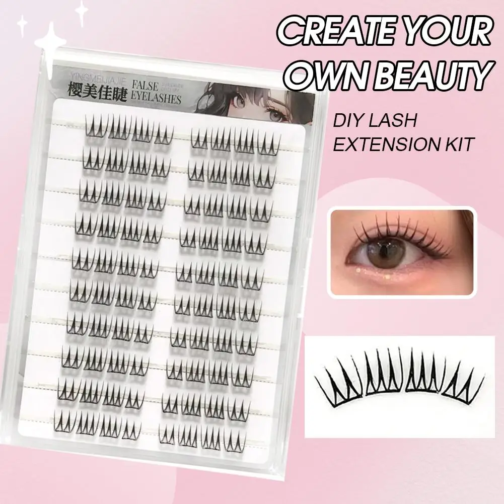 U-förmige, kleberfreie falsche Wimpern, großes Fassungsvermögen, transparente Einzelcluster-Wimpernverlängerung im koreanischen Stil, tägliche Make-up-Wimpern