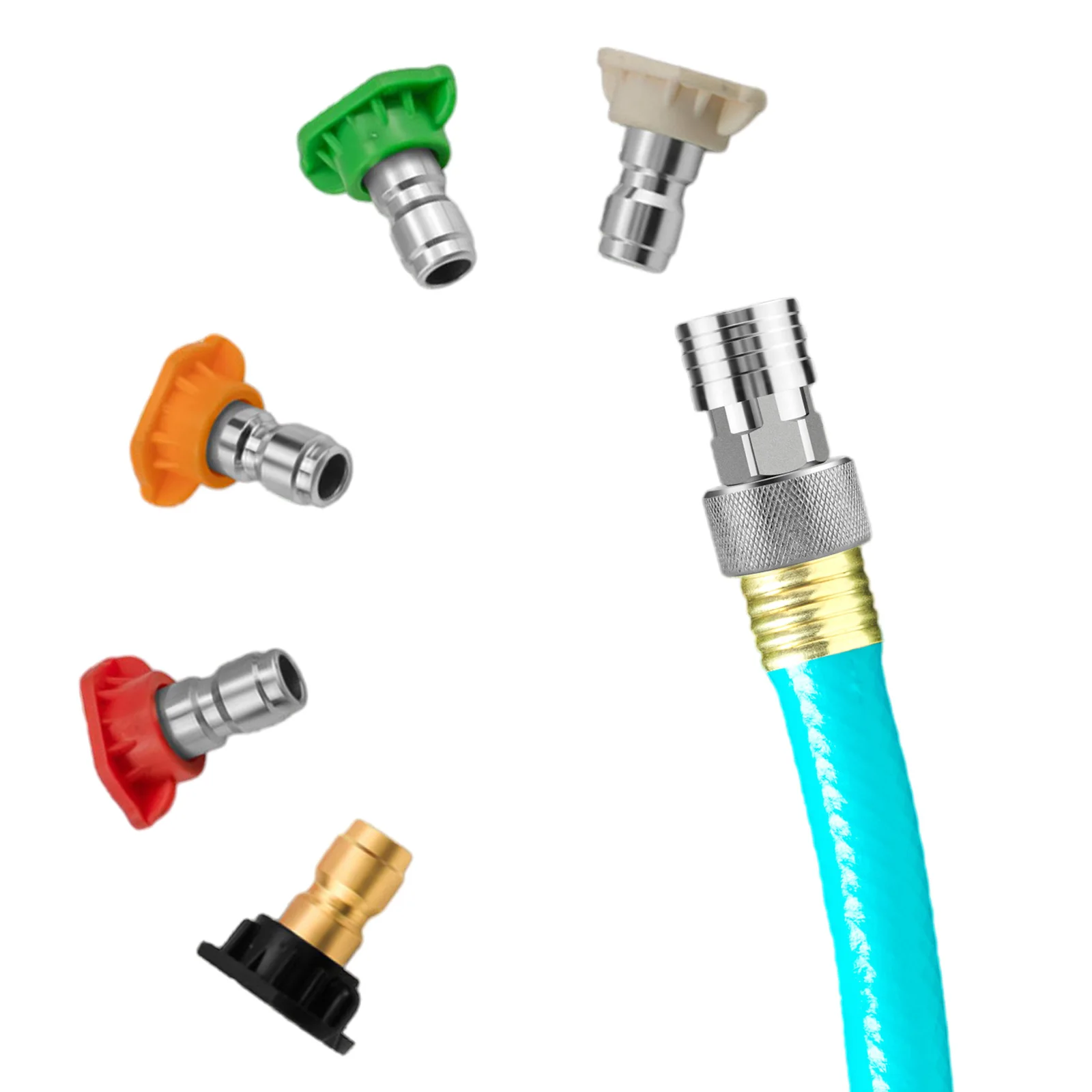 Car Washing Nozzle & Hose Attachment Stainless Steel Leak-Proof Adapter for Car Furniture Driveway Cleaning