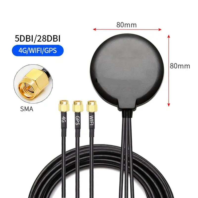 2026 جديد + 4G + WiFi + GPS ثلاثي الموجات هوائي مقاوم للماء 5/28DBi مكاسب عالية في الهواء الطلق مجتمعة هوائي طويل المدى إشارة الداعم