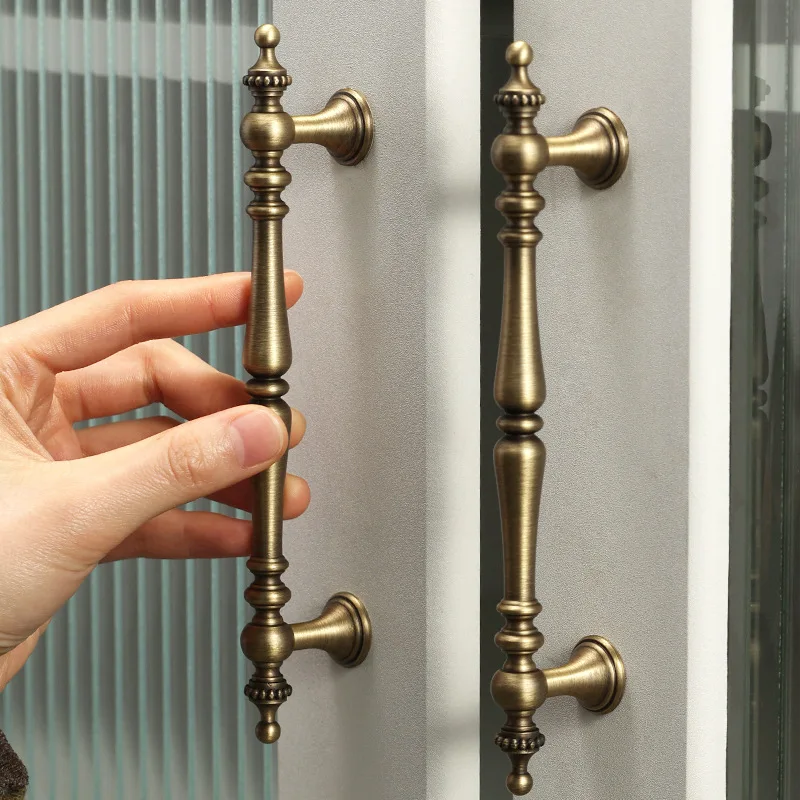 Solid Brushed Antique Brass Handle Kitchen Cabinet Pull Bedroom Wardrobe Drawer Knob Furniture Cabinet Handles