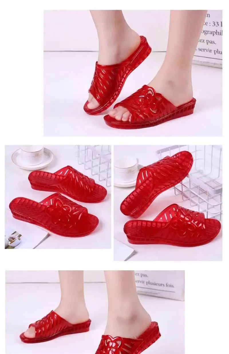 Sandalias de gelatina de cristal para mujer, talla grande, con soporte de plástico, antideslizantes para baño, sandalias de p...