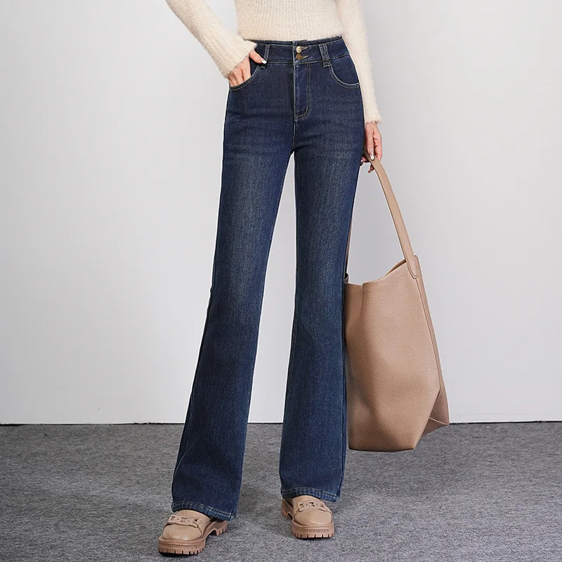 

Vintage Blue Flared Jeans for Women Spring Autumn Versatile Slim Fit Casual Pants Stretch Straight Flared Pants