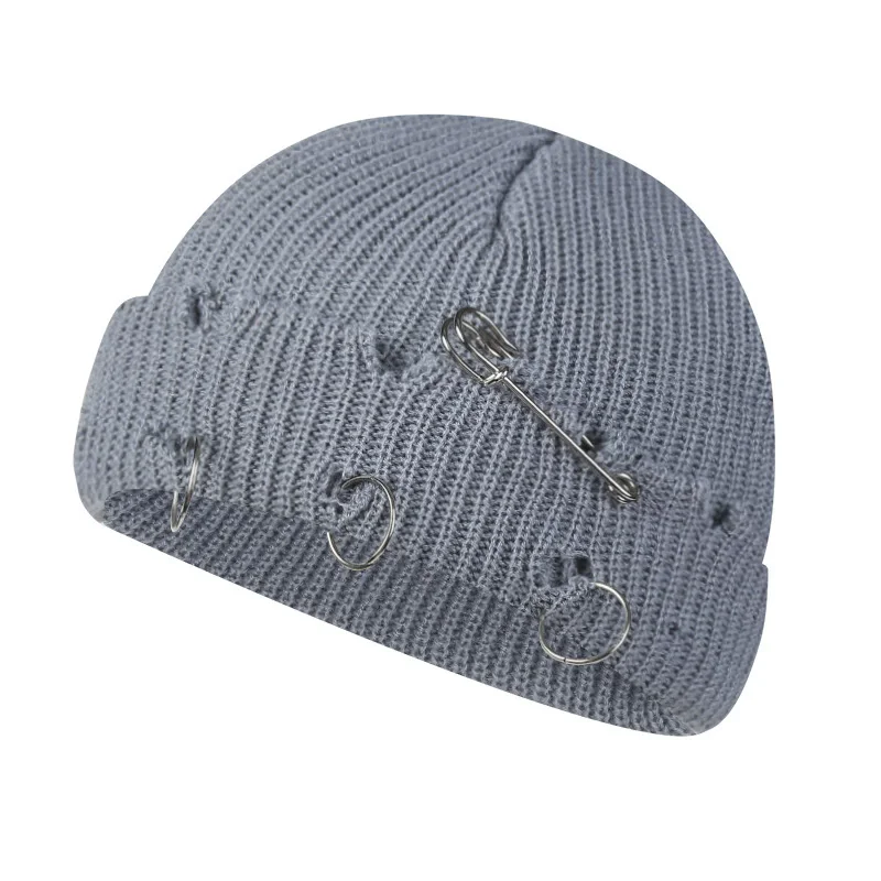 Winter Skullies Hut Für Frauen Männer Paar Y2K Beanies Hüte Mode Gothic Street Punk Gestrickte Motorhaube Kappen – Detail 5