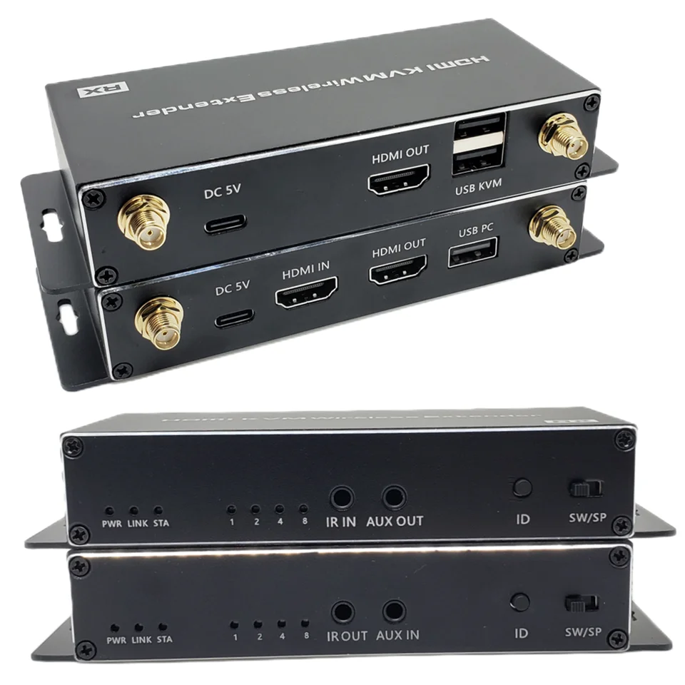 Bezprzewodowy przedłużacz HDMI KVM 4K 200m, bezprzewodowy transmisyjnik i odbiornik audio-wideo HDMI USB KVM