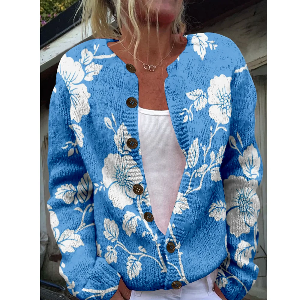 

Осень-зима вязаный синий кардиган повседневный свитер уличная одежда женские свитера вязаный топ крутые джемперы модные