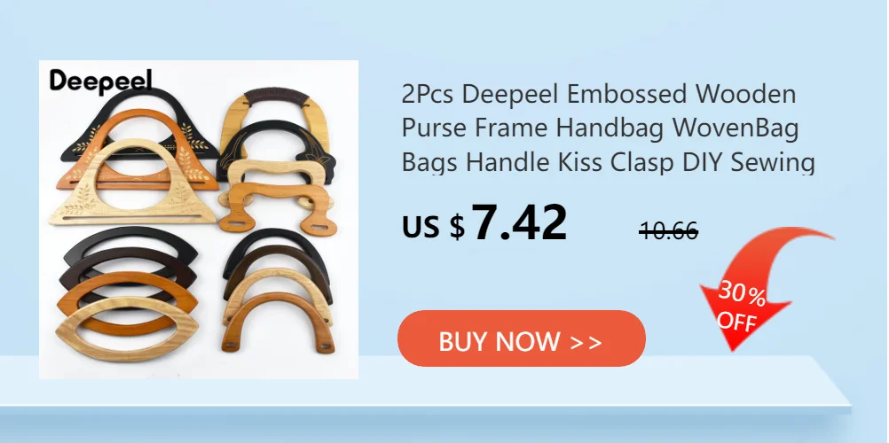 2Pcs Deepeel Solid Wood Bag Handle Women's Handbag Woven-Bag Wrist Ring Handles Purse Frame Handmade DIY Bags Accessories